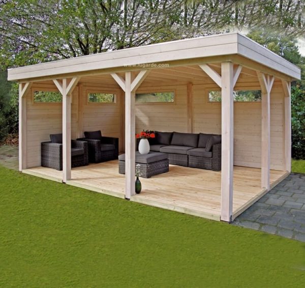 Lugarde low roof ≤ 250 high gazebo VSV02 with a flat roof.